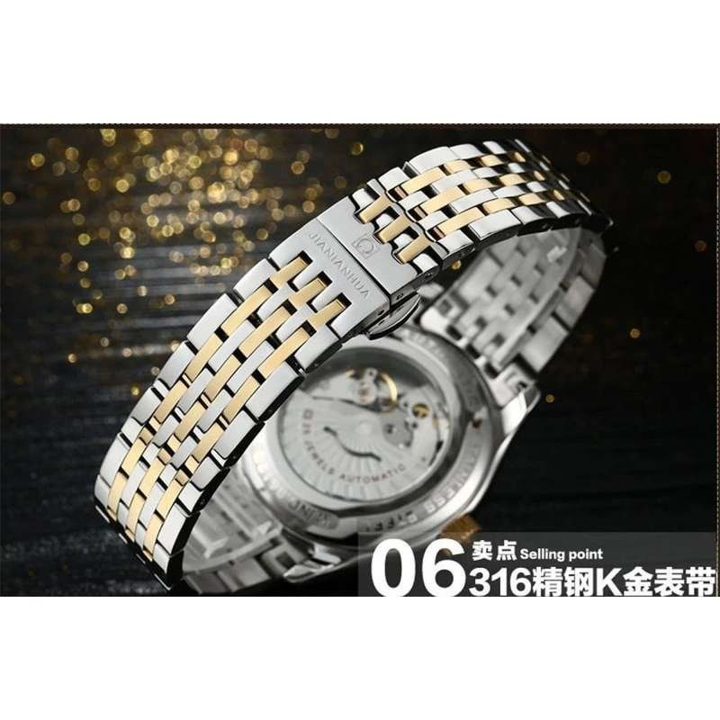 瑞士嘉年华CARNIVAL手表 新款商务系列防水男士全自动机械表 男正装时尚双日历精钢男表 精钢金属腕表8612G高清大图