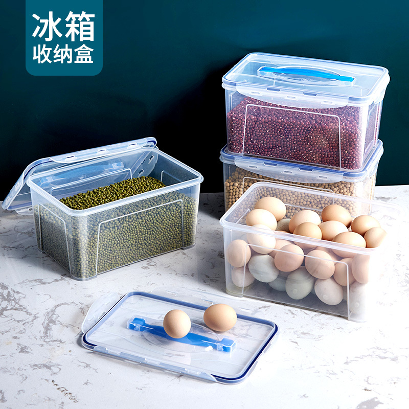 JEKO&JEKO 保鲜盒塑料冰箱收纳盒储物盒密封盒干货零食食品水果盒手提塑料盒5L储物罐硅胶盖3只装 SWB-505