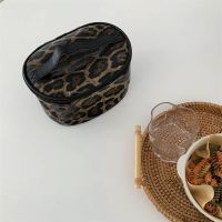 时尚斑马纹手提化妆包ins化妆品收纳包便携外出随身大容量洗漱包 1#棕底豹纹款手提化妆包