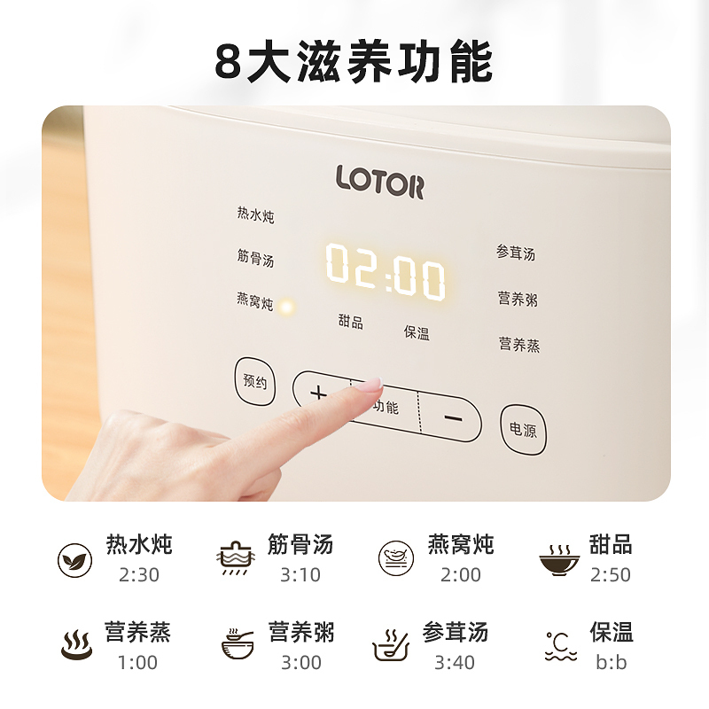 LOTOR电炖锅炖盅大容量煲汤煮粥锅电蒸锅 一锅五胆-共 4.5L标准款