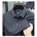 夏季polo衫男士短袖翻领冰丝痕T恤新款中年男装商务体恤男 3XL 深灰