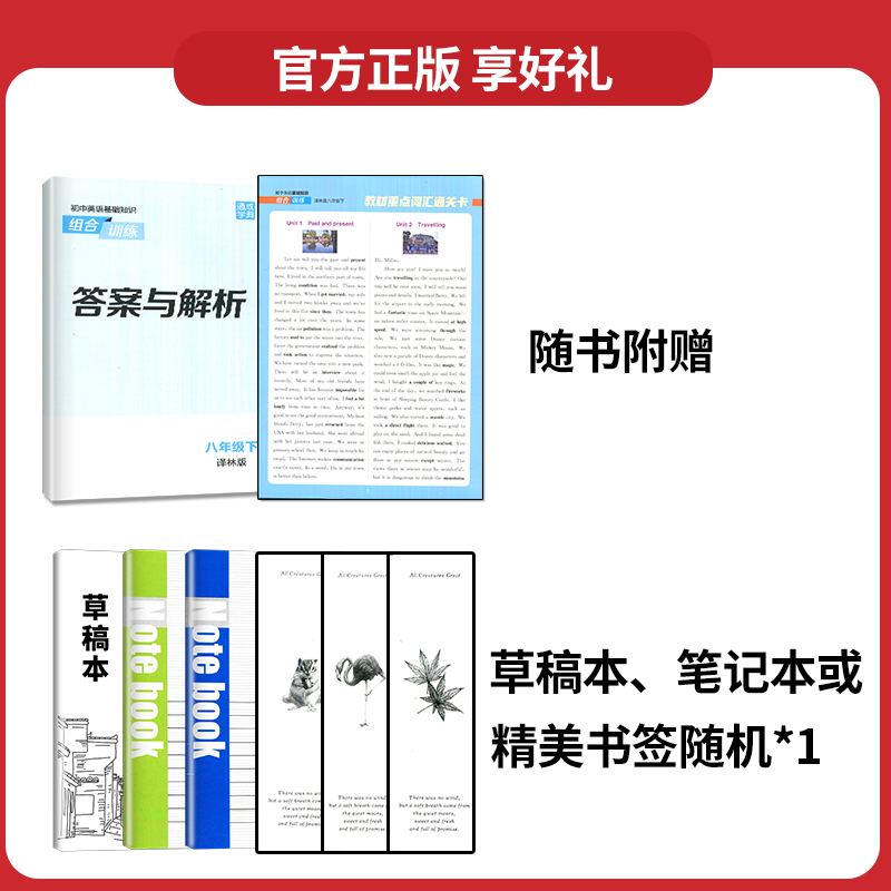 [正版]2024初中英语基础知识组合训练八年级下册译林版江苏初二下学期知识巩固重难点提优专项训练八下同步练习册阅读训练辅高清大图