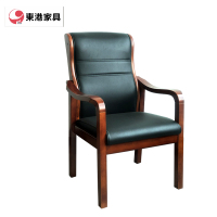 东港家具 SH-296 橡胶木椅 办公家具 办公椅 皮艺老板椅 实木四脚椅 电脑椅会议椅 皮料色彩可定制
