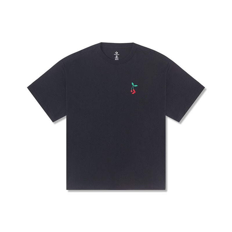 converse匡威logo图案刺绣罗纹圆领短袖t恤男款黑色10025237a01