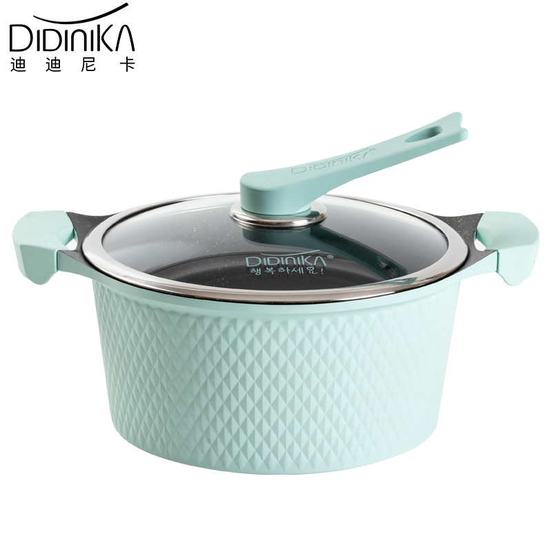 迪迪尼卡(Didinika) 麦饭石汤锅蒸锅两用不粘锅电磁炉燃气灶适用家用炖锅24cm