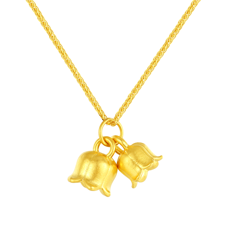 轻奢品牌 足金幸福铃兰吊坠项链珠宝首饰结婚订婚周年纪念日生日礼品送老婆媳妇女神女士妈妈父亲