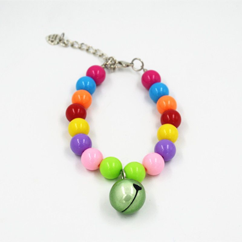 反光绿铃铛彩色珠子项链xs码1520cm5斤以内狗狗泰迪反光铃铛项链猫狗