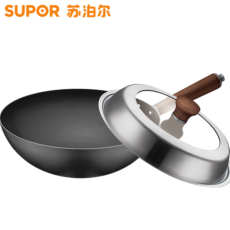 苏泊尔(SUPOR)芯铁炒锅30cm真不锈无涂层健康铁锅物理不粘锅燃气灶炒菜锅CC30AA2高清大图