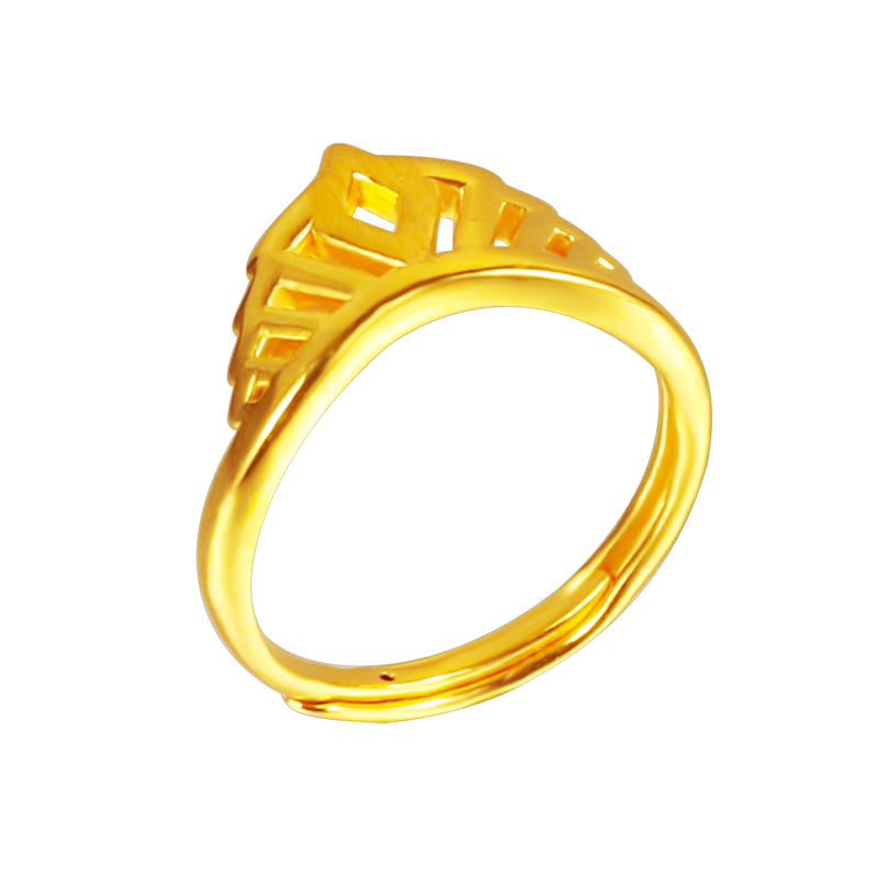 黄金码头3d硬金戒指方戒大展鸿图足金999戒子个性送爱人爸爸长辈视频