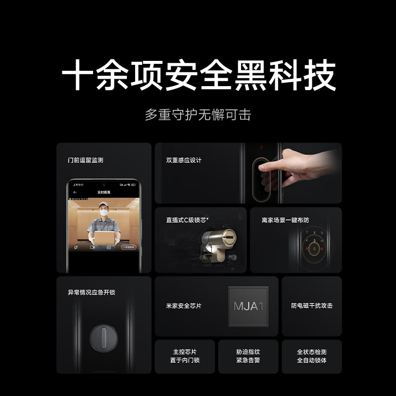 小米(MI)智能门锁M20大屏猫眼版 米家推拉式全自动指纹锁智能锁可视电子锁密码锁防盗门家用高清大图