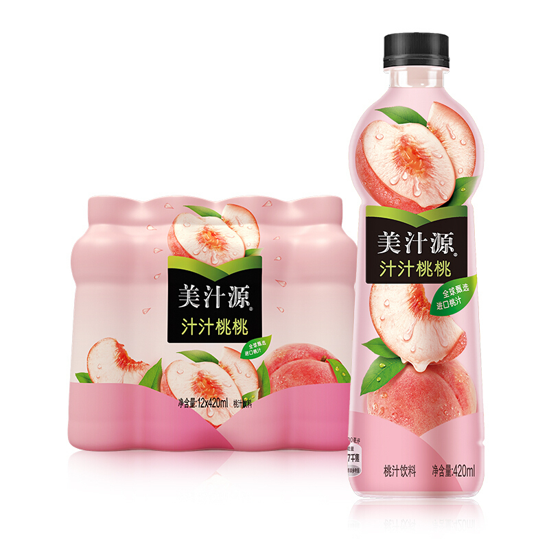 美汁源 Minute Maid 汁汁桃桃 果汁饮料 420ml*12瓶 整箱装