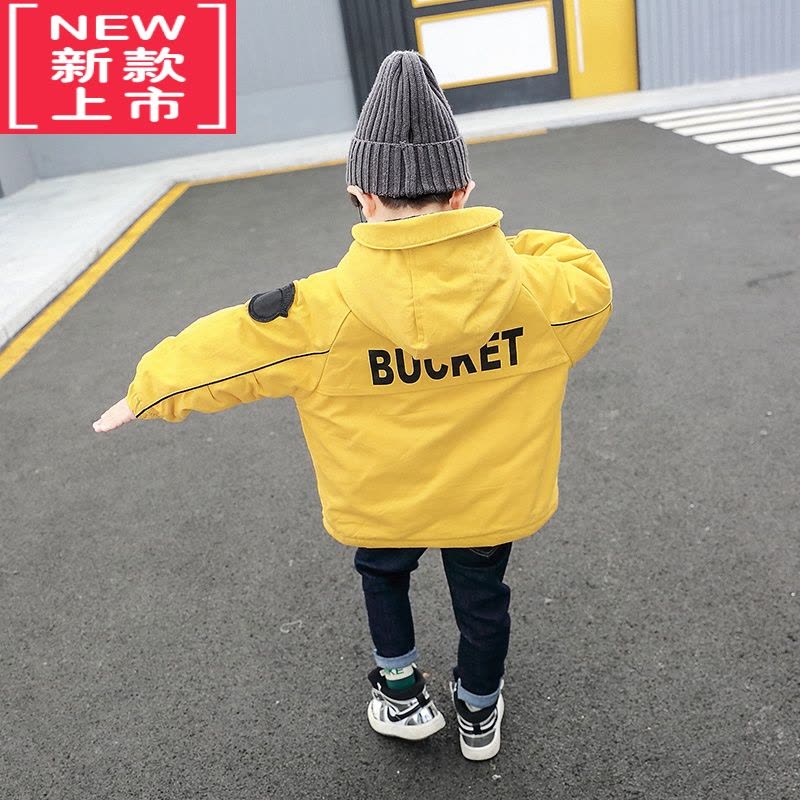 可莉允男童加绒外套秋冬装加厚小童洋气冬季儿童棉服风衣宝宝冬款薄棉衣图片