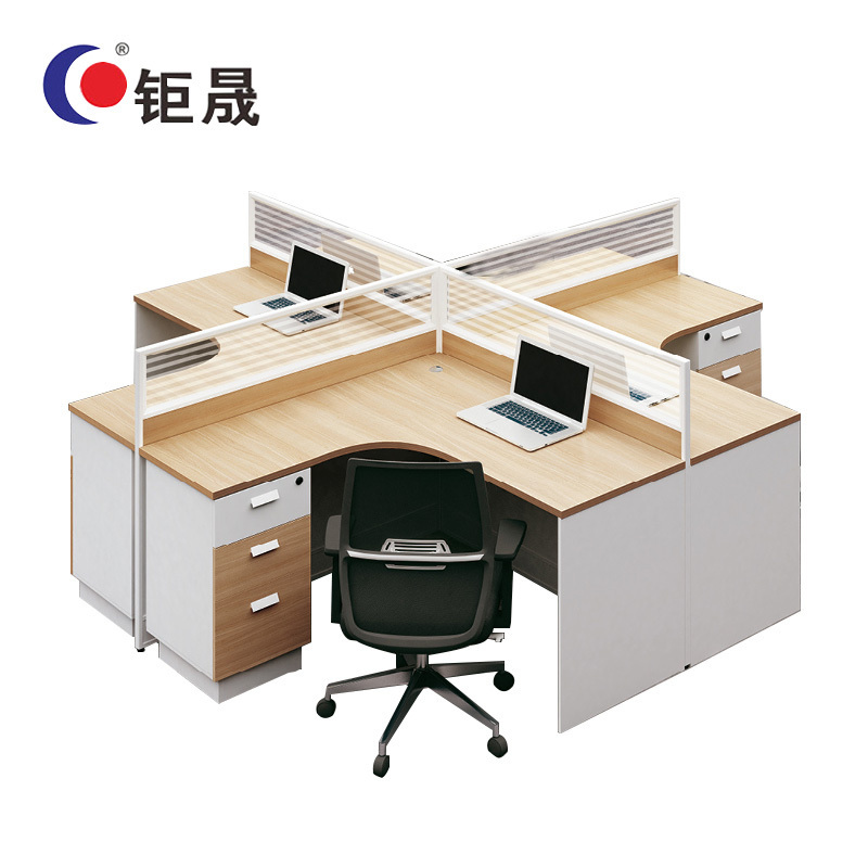 钜晟办公桌2.8米四人位屏风电脑桌JS-P1403十字
