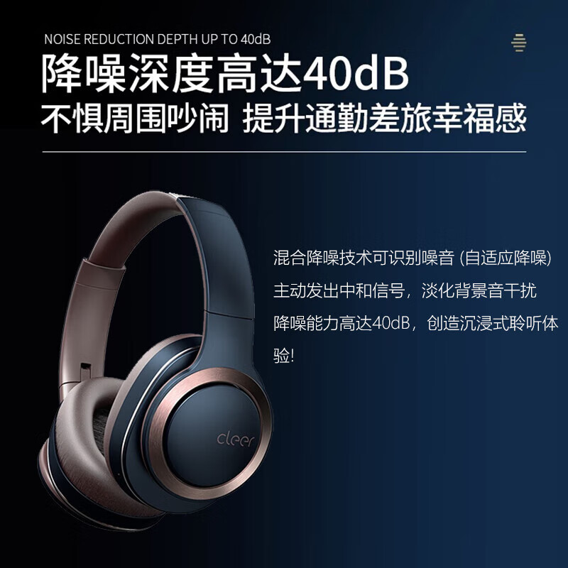 Cleer Enduro ANC头戴式降噪蓝牙耳机海军蓝高清大图