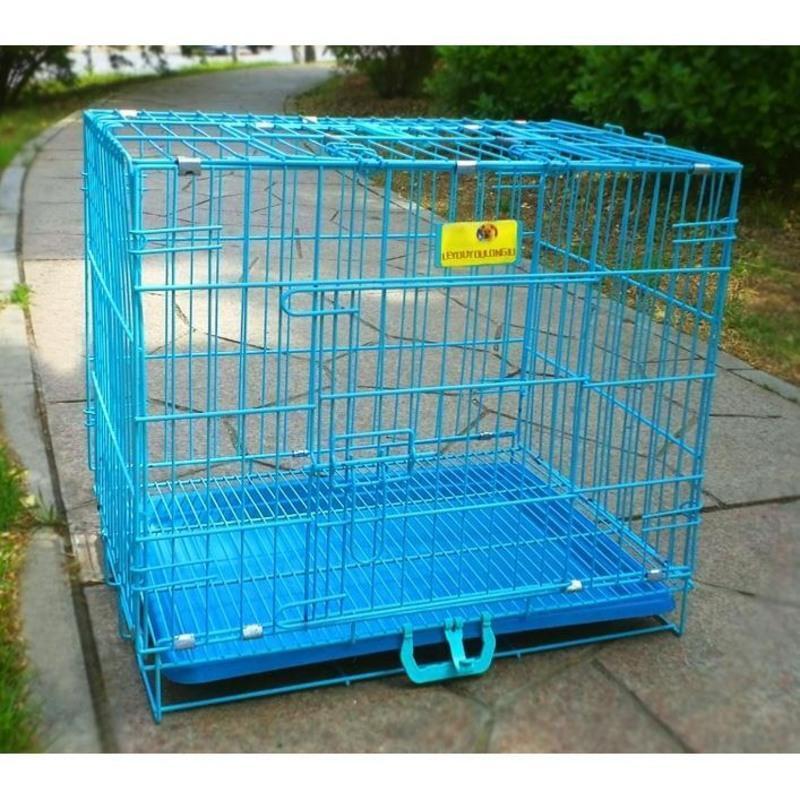 双门天窗50*35*42(无赠品) 天蓝色配黑盘 泰迪狗笼子小中型犬带厕所 狗窝宠物狗狗笼子猫笼鸡笼兔笼兔子笼