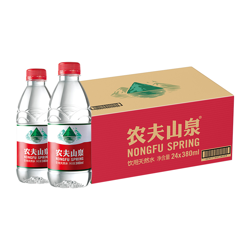 农夫山泉380ml 饮用天然水24瓶整箱 农夫弱碱性瓶装水