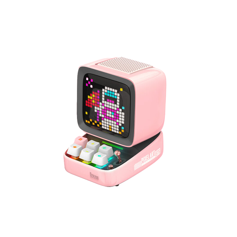 Divoom 点音 Dito像素音响电脑桌面蓝牙音箱迷你家用复古闹钟电竞RGB歌词插卡便捷式低音炮粉色