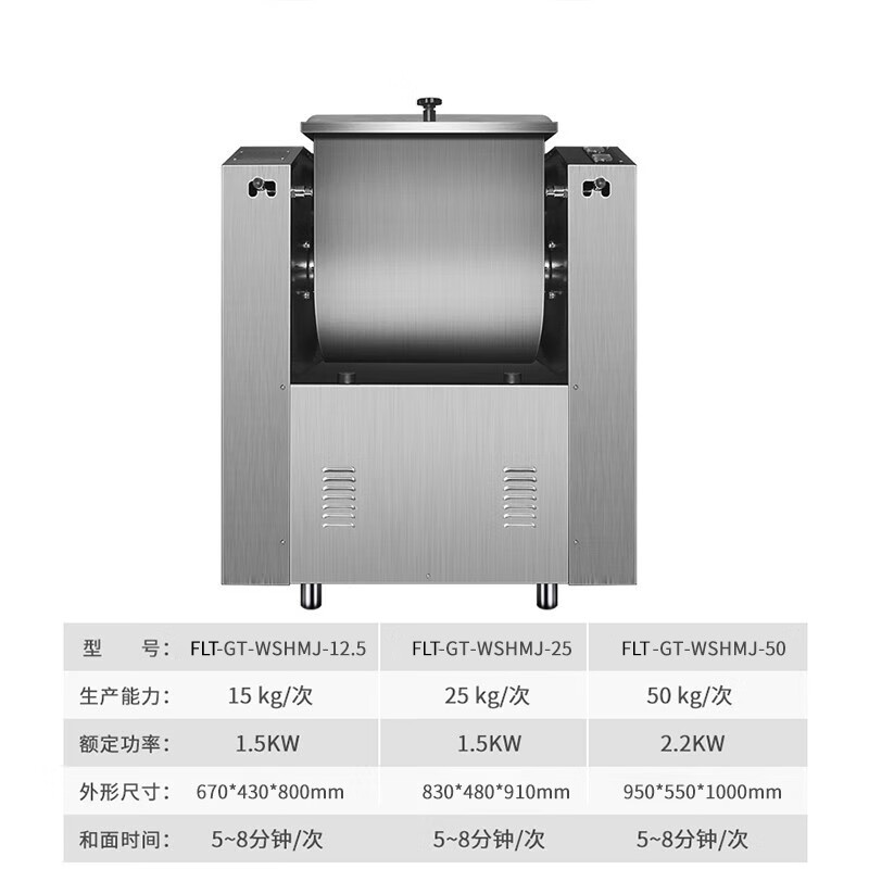 芙伦特商用和面机 商用低音和面机25kg不锈钢电动面粉搅拌机拌面机拌馅机低音和面机 FLT-GT-WSHMJ-25高清大图
