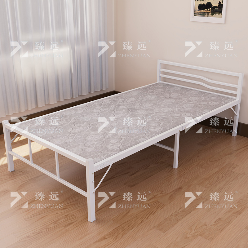 臻远 ZY4052504 钢木床简易折叠床单人床两折 0.8米白色