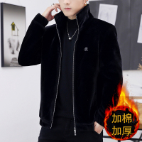 BaLuoShang男士韩版潮流秋装夹克秋冬季外套休闲青年毛呢加厚款立领短款风衣风衣