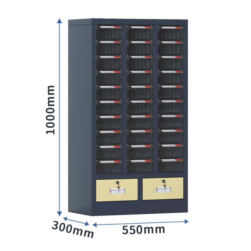 臻远 ZYLJG-W83 零件柜抽屉式工具柜电子元件柜螺丝柜物料柜 30抽透明无门加二斗大号高清大图