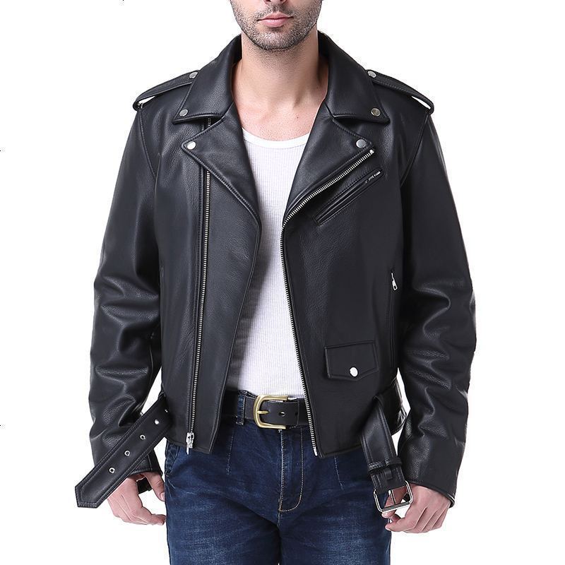 经典复刻明星机车夹克皮衣牛皮短款外套男装mj20视频