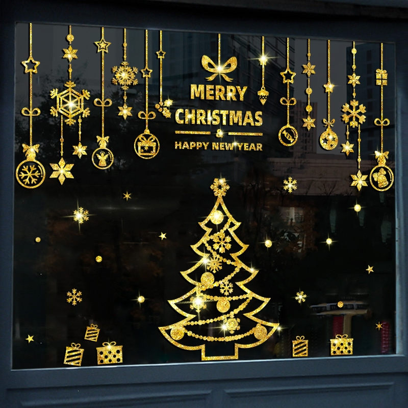 智扣圣诞节装饰品贴纸幼儿园圣诞老人店铺玻璃橱窗贴玻璃门贴画窗花贴