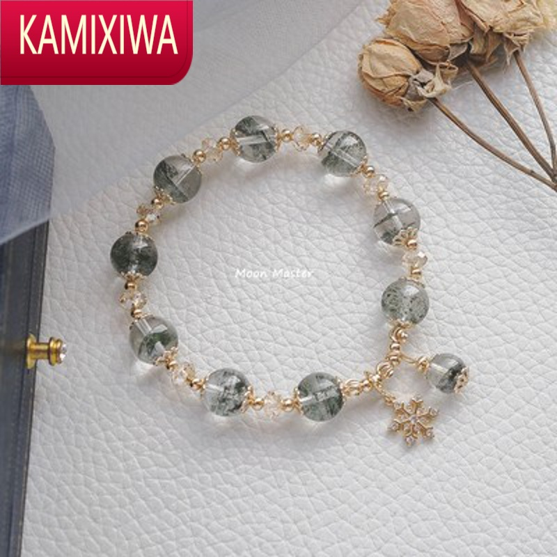 KAMIXIWA水晶手链女聚宝盆绿幽灵金发晶串珠ins小众送520礼物