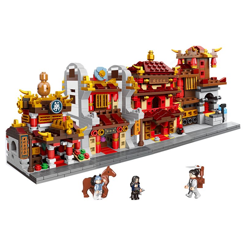 拼搭迷你中华街苏州园林拼装积木建筑模型儿童玩具积木