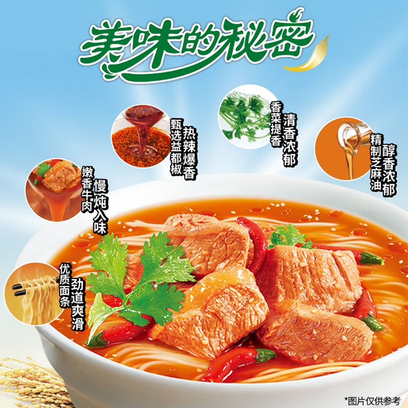 康师傅 经典香辣牛肉面五连包104g*5袋/包 (1包组)高清大图