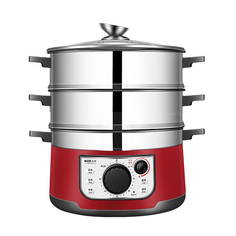 电蒸锅多功能食品级304不锈钢蒸馒头60分钟定时火力自由调节28cm电