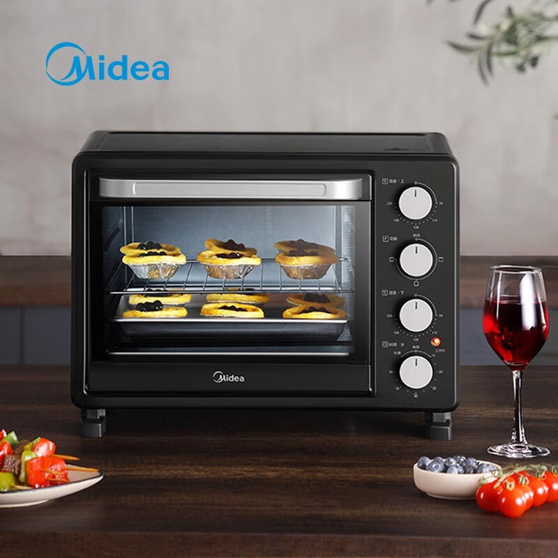 美的(Midea) 家用25L大容量电烤箱 独立控温 多层烤位 防爆玻璃门 功能烘焙 PT25X5