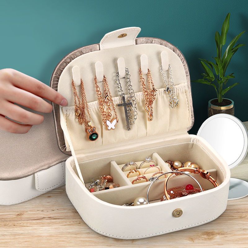 玫瑰金16125cm首饰收纳盒小巧项链戒指耳饰耳环收纳神器便携旅行简约
