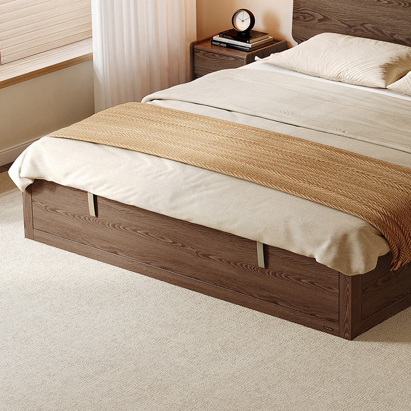 全友家居 全木床原木风双人床现代简约主卧室大床家具高清大图