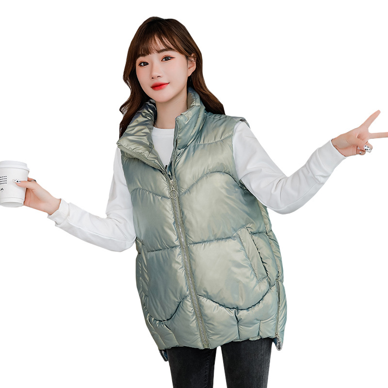 棉服背心女 秋冬季新品大码女马甲时尚拉链款宽松韩版马夹女高清大图