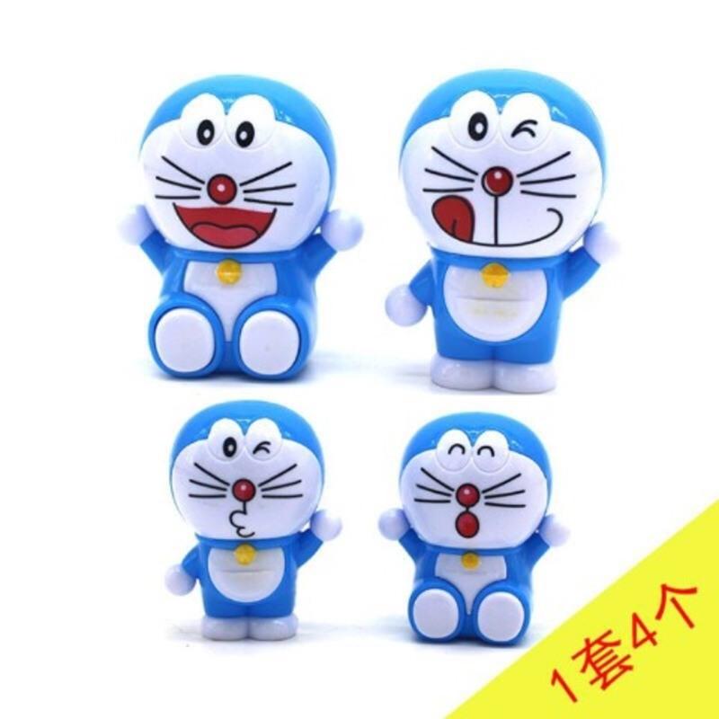 4只叮当猫机器猫生日蛋糕摆件蓝胖子多啦A梦蛋糕装饰品甜品台玩偶 机器猫一包(4只)