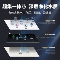 美的(Midea)净水器家用厨房小体积大通量无废水不用电净水机过滤器 禅意小白超滤机