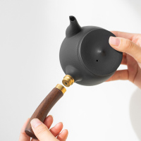 領藝 日式黑陶茶具套装家用防烫双侧把简约功夫泡茶器整套带茶盘礼盒送礼