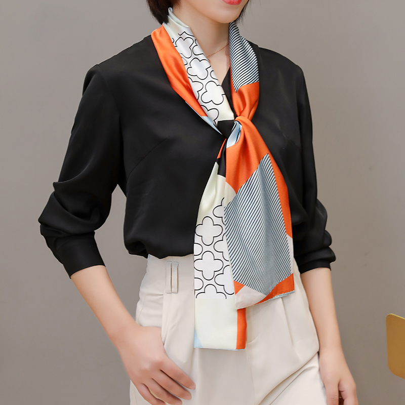 盛世尼曼细窄长条搭西装小丝巾女春秋薄洋气时尚气质韩国百搭装饰领巾