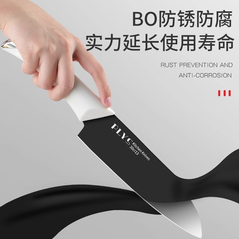 德国刀具套装厨房全套厨具组合家用不锈钢菜刀菜板砧板二合一刀架8138高清大图