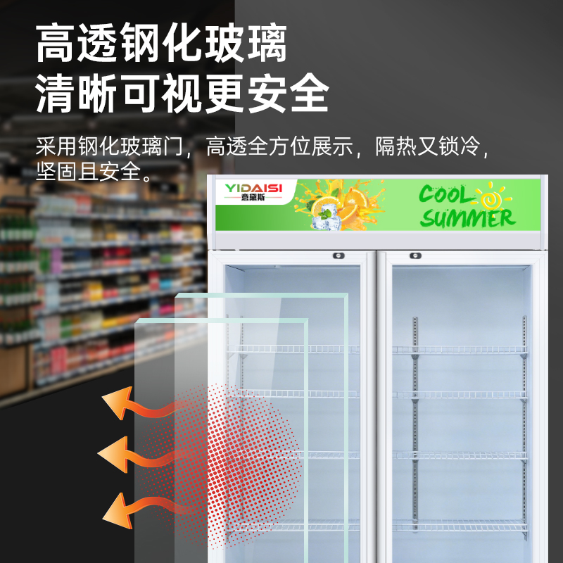 意黛斯(YIDAISI)展示柜冷藏饮料柜商用冰箱立式保鲜柜便利店超市冰柜啤酒冷饮柜 双门款YDS-JSG-1200高清大图