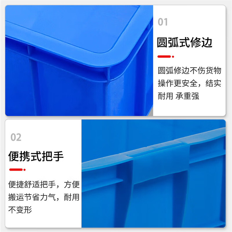 京酷 加厚塑料周转箱五金零件盒塑料筐物料收纳盒蓝色 长520*宽350*高150mm 单位:个高清大图
