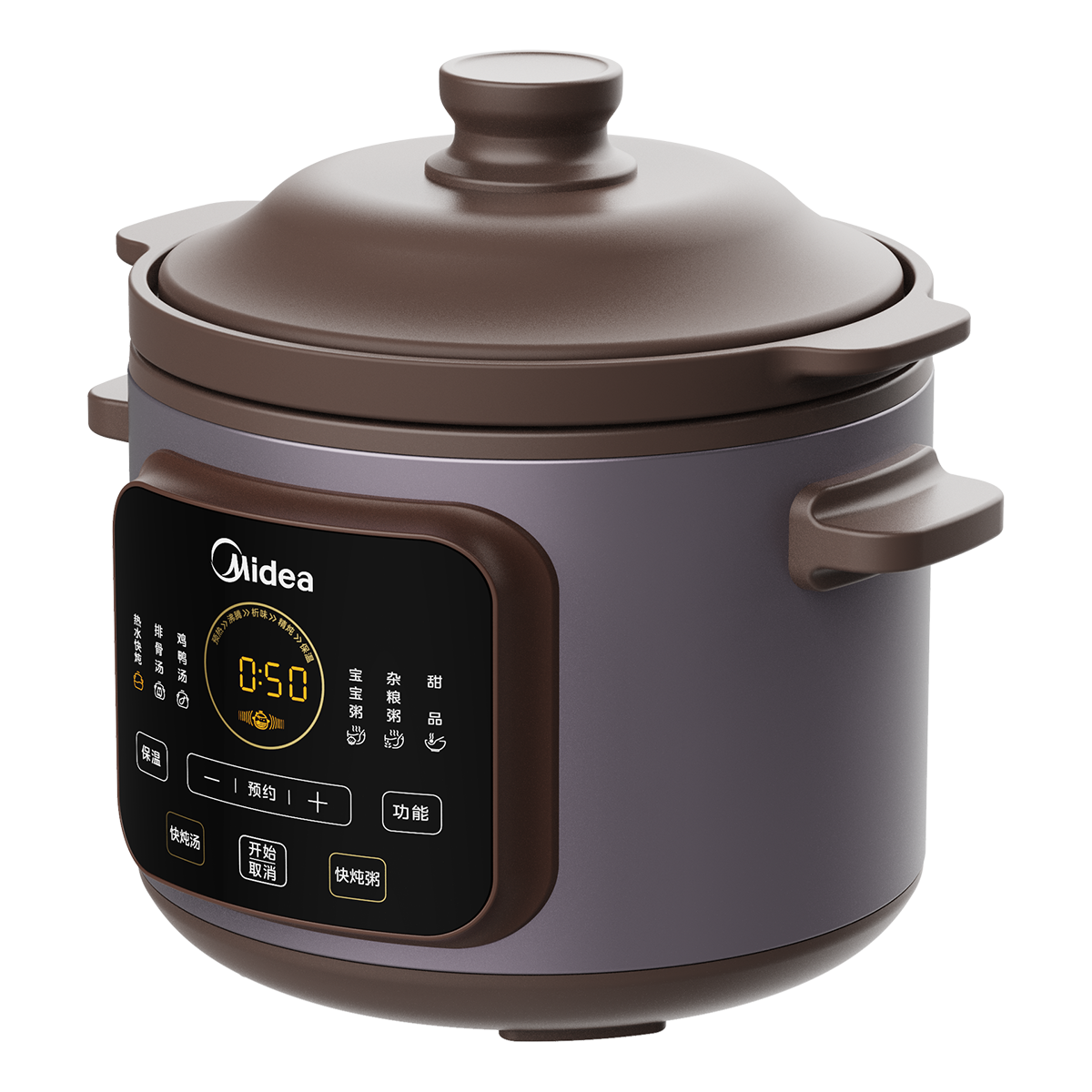 美的(Midea)电炖锅电煮锅电砂锅 炖汤盅电炖盅煲汤炖汤煮粥紫陶锅 4L可定时 MD-DGE4052