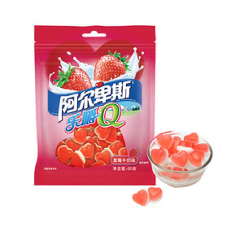 阿尔卑斯乐嚼Q凝胶糖果草莓牛奶味60g