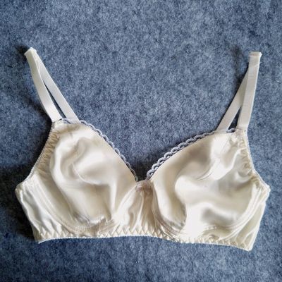 双面真丝文胸无钢圏薄桑蚕丝内衣大码乳罩大胸显小胸无海绵透气 乳