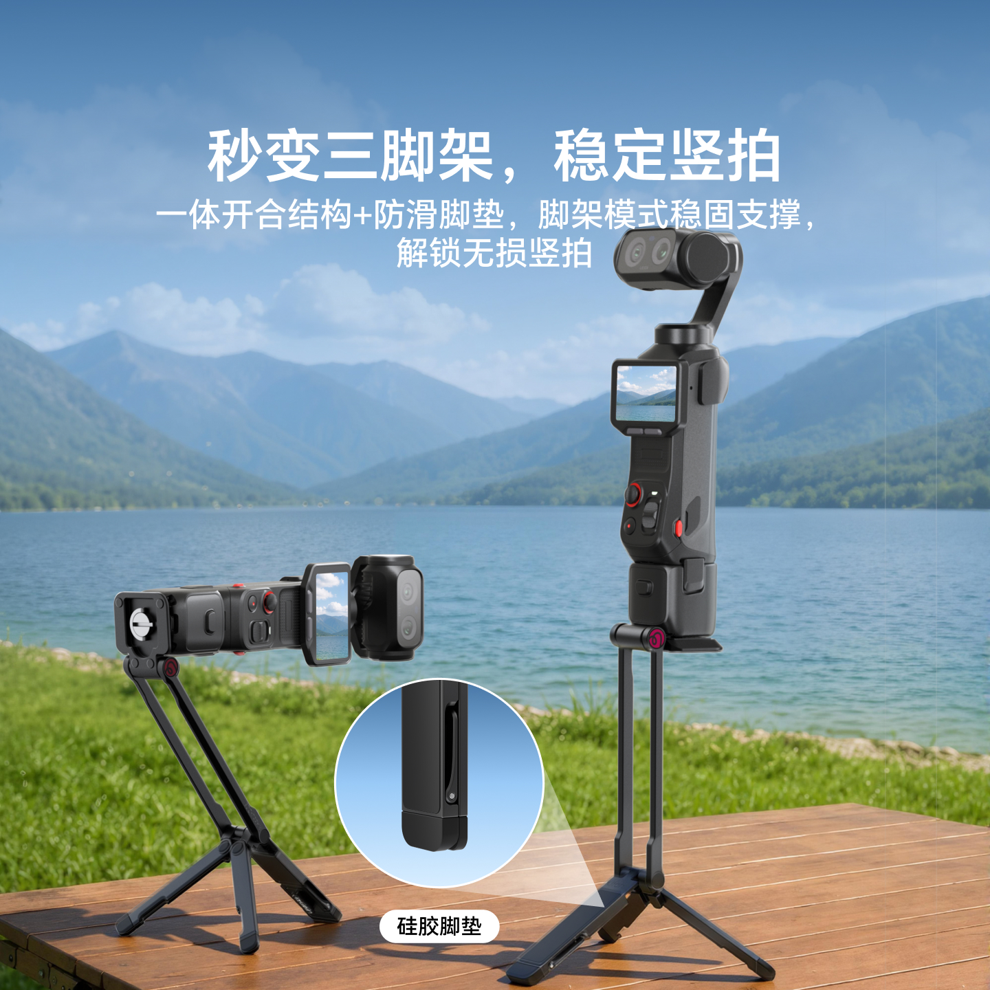 Ulanzi优篮子MA66L磁吸折叠支架便捷支架迷你手持杆多功能自拍杆桌面支撑三脚架高清大图