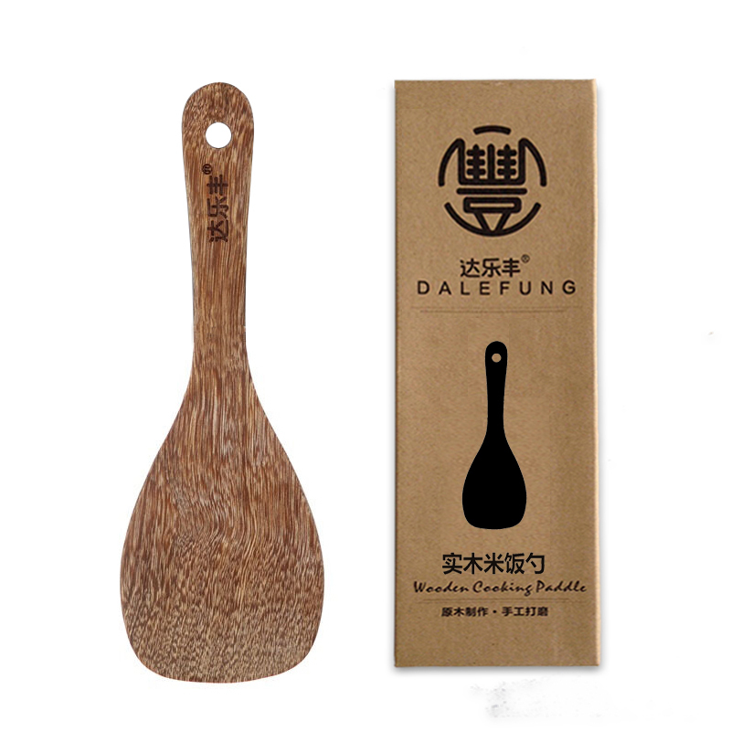 达乐丰 木质铲类 22.5CM 1件装鸡翅木无漆饭勺 电饭煲勺子 家用饭勺子 不粘米饭饭铲子 国产厨房饭勺