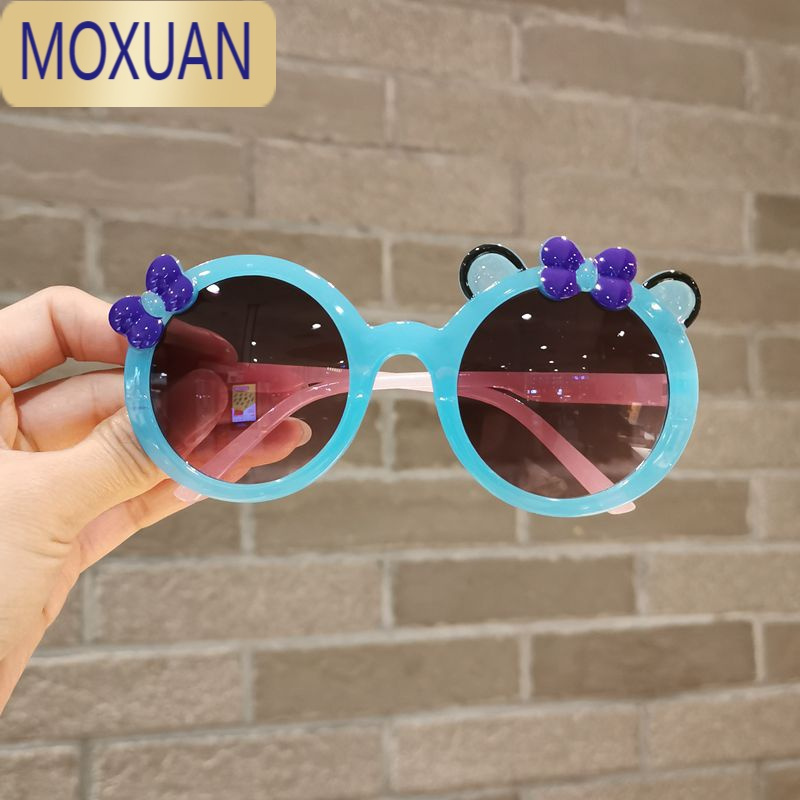 moxuan儿童太阳镜小女孩可爱公主蝴蝶结墨镜宝宝果冻色遮阳眼镜