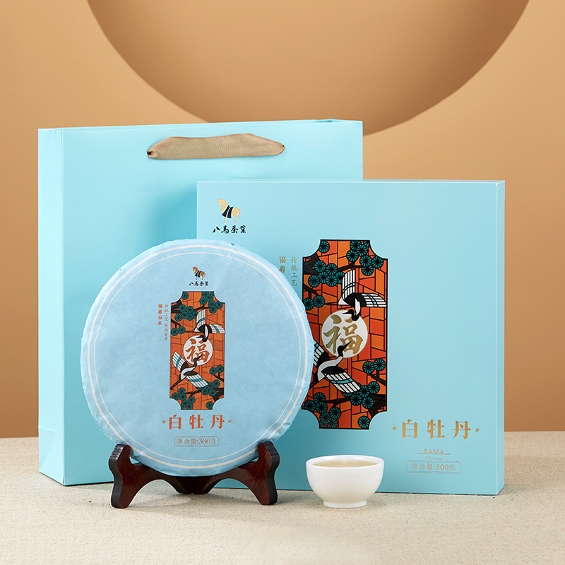 八马茶叶 福鼎白茶白牡丹紧压白茶饼 礼盒装300g/盒