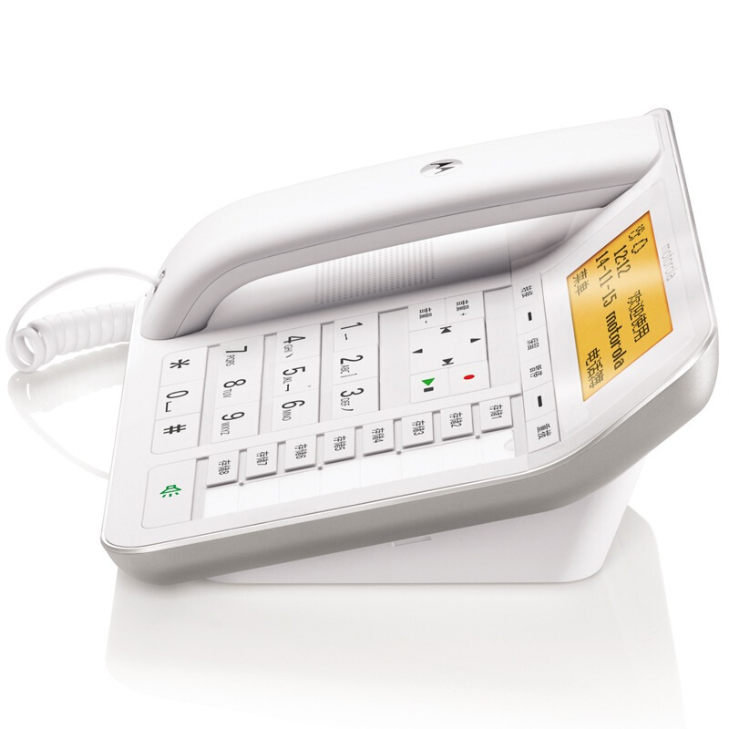 摩托罗拉(MOTOROLA)CT700C录音电话机 固定座机办公家用 插TF卡大屏幕 中文菜单 清晰免提 大音量 白色